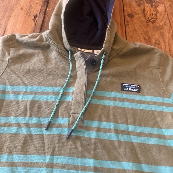 LL Bean Men’s Rugby Henley Pullover Hooded Shirt Size XL Lakewashed Preppy - Picture 4 of 13